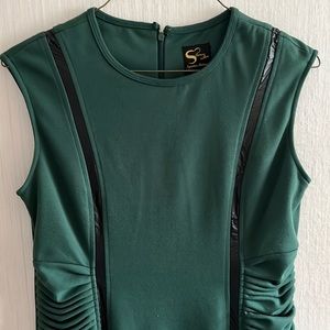 SERENA WILLIAMS Form Fitting Ponte Dress with Faux Leather Trim